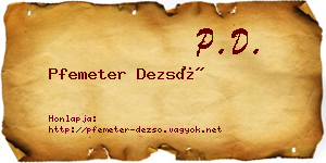 Pfemeter Dezső névjegykártya